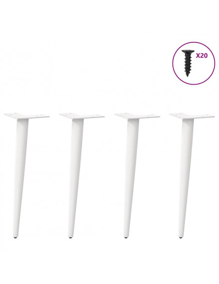 Gambe Tavolino Caffè a Forma Conica 4 pz Bianco 42-43cm Acciaio