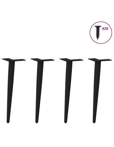 Gambe Tavolino Caffè a Forma Conica 4 pz Nero 30-31 cm Acciaio