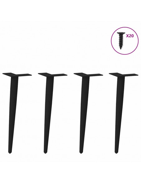 Gambe Tavolino Caffè a Forma Conica 4 pz Nero 42-43 cm Acciaio