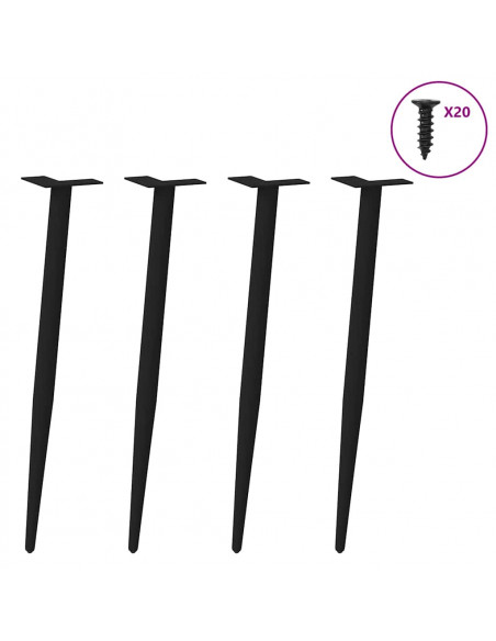 Gambe Tavolino Caffè a Forma Conica 4 pz Nero 72-73 cm Acciaio