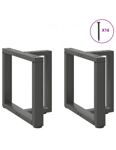 Gambe Tavolino Caffè a T 2 pz Antracite 50x25x(30-31)cm Acciaio