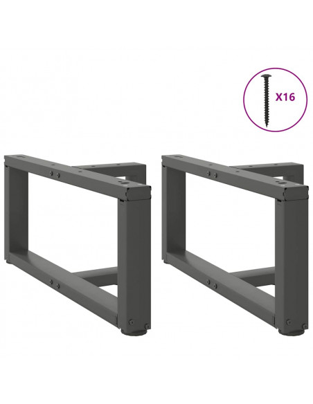 Gambe Tavolino Caffè a T 2 pz Antracite 70x25x(30-31)cm Acciaio