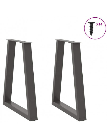 Gambe Tavolino Caffè a V 2 pz Antracite 50x(72-73)cm in Acciaio