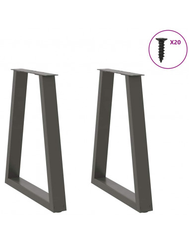 Gambe Tavolino Caffè a V 2 pz Antracite 60x(72-73)cm in Acciaio