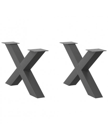 Gambe Tavolino Caffè a X 2 pz Antracite 70x(42-43) cm Acciaio