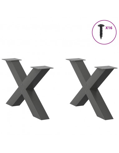 Gambe Tavolino Caffè a X 2 pz Antracite 70x(42-43) cm Acciaio