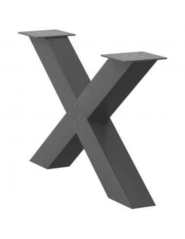 Gambe Tavolino Caffè a X 2 pz Antracite 70x(42-43) cm Acciaio