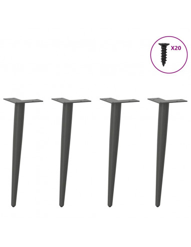 Gambe Tavolino Caffè Forma Conica 4pz Antracite 30-31cm Acciaio