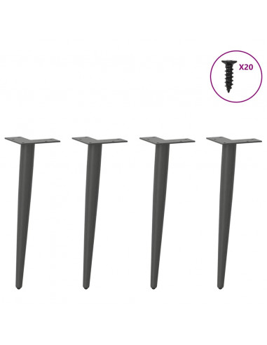 Gambe Tavolino Caffè Forma Conica 4pz Antracite 42-43cm Acciaio