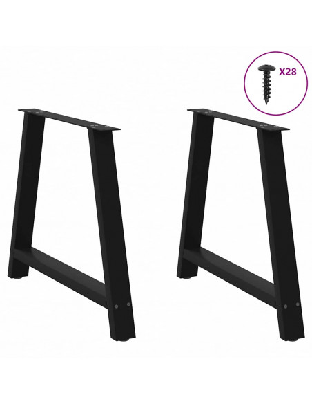 Gambe Tavolino da Caffè a A 2 pz Nero 100x(72-73) cm in Acciaio