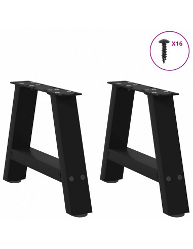 Gambe Tavolino da Caffè a A 2 pz Nero 30x(30-31) cm in Acciaio