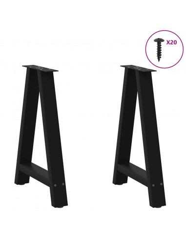 Gambe Tavolino da Caffè a A 2 pz Nero 50x(72-73) cm in Acciaio
