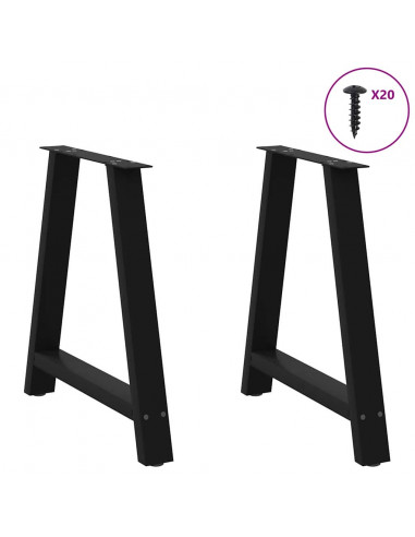 Gambe Tavolino da Caffè a A 2 pz Nero 70x(72-73) cm in Acciaio