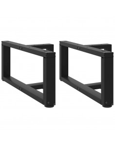 Gambe Tavolino da Caffè a T 2 pz Nero 70x25x(30-31) cm Acciaio