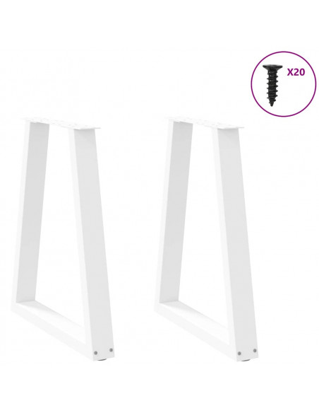 Gambe per tavolo da pranzo a forma di V 2 pz bianche 60x(72-73,3) cm in acciaio