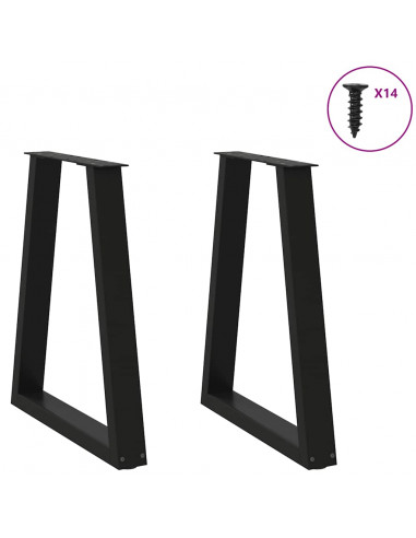 Gambe Tavolino da Caffè a V 2 pz Nero 50x(72-73) cm in Acciaio