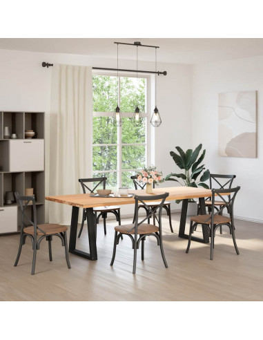 Gambe Tavolino da Caffè a V 2 pz Nero 60x(72-73) cm in Acciaio