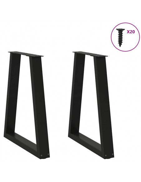 Gambe Tavolino da Caffè a V 2 pz Nero 60x(72-73) cm in Acciaio