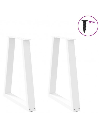 Gambe per tavolo da pranzo a forma di V 2 pz bianche 50x(72-73,3) cm in acciaio