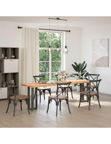 Gambe per tavolo consolle a T 2 pz Antracite 38x25x(72-73) cm Acciaio