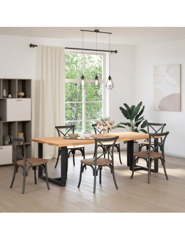 Gambe Tavolo Pranzo a Forma T 2pz Nero 100x35x(72-73)cm Acciaio