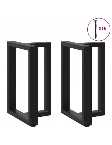 Gambe Tavolo Pranzo a Forma T 2pz Nero 60x35x(72-73)cm Acciaio