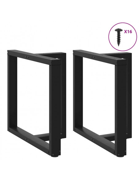 Gambe Tavolo Pranzo a Forma T 2pz Nero 70x35x(72-73)cm Acciaio