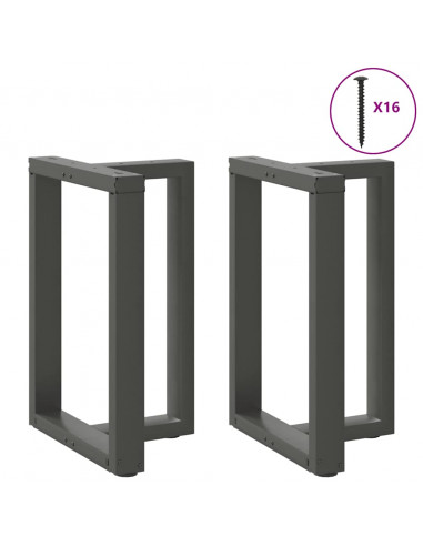 Gambe Tavolo Pranzo a T 2pz Antracite 60x35x(72-73)cm Acciaio