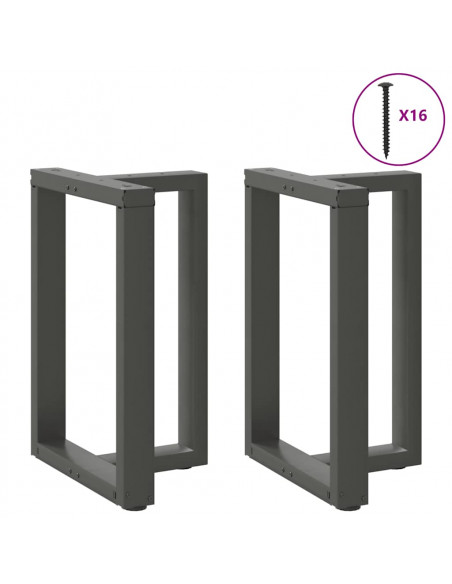 Gambe Tavolo Pranzo a T 2pz Antracite 60x35x(72-73)cm Acciaio