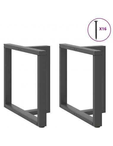 Gambe Tavolo Pranzo a T 2pz Antracite 70x35x(72-73) cm Acciaio