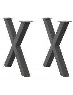 Gambe Tavolo Pranzo a X 2 pz Antracite 70x(72-73) cm Acciaio