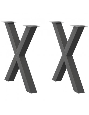 Gambe Tavolo Pranzo a X 2 pz Antracite 80x(72-73) cm Acciaio