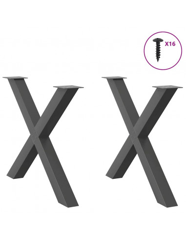 Gambe per tavolo da pranzo a forma di X 2 pz Antracite 90x(72-73) cm Acciaio