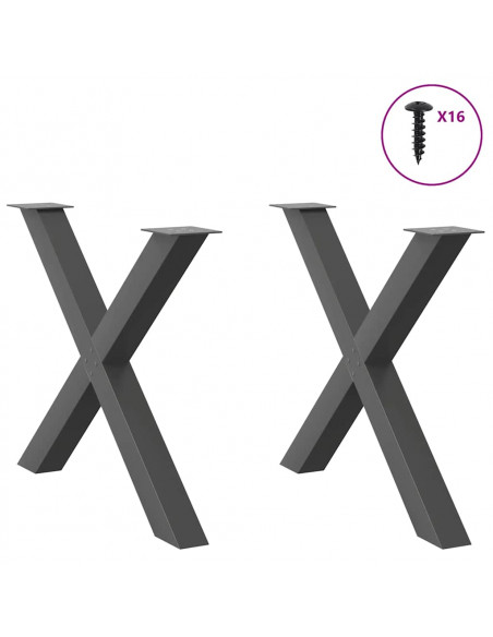Gambe per tavolo da pranzo a forma di X 2 pz Antracite 90x(72-73) cm Acciaio