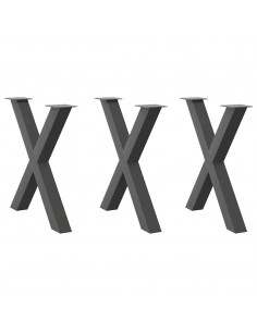 Gambe Tavolo Pranzo a X 3 pz Antracite 70x(72-73) cm Acciaio