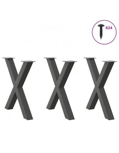 Gambe Tavolo Pranzo a X 3 pz Antracite 70x(72-73) cm Acciaio