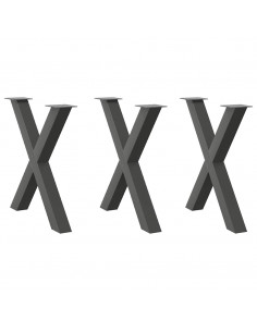 Gambe Tavolo Pranzo a X 3 pz Antracite 80x(72-73) cm Acciaio