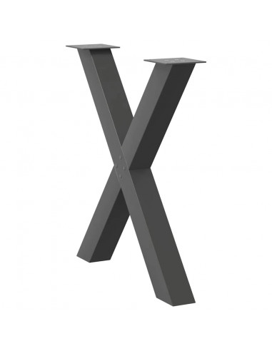 Gambe Tavolo Pranzo a X 3 pz Antracite 80x(72-73) cm Acciaio