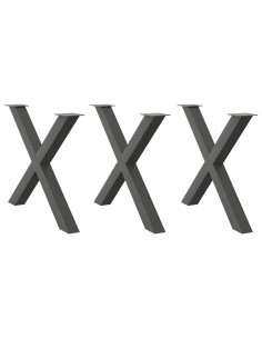 Gambe Tavolo Pranzo a X 3 pz Antracite 90x(72-73) cm Acciaio