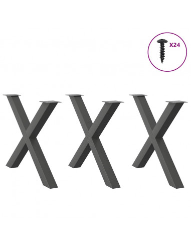 Gambe Tavolo Pranzo a X 3 pz Antracite 90x(72-73) cm Acciaio