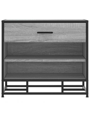 Panca Portaoggetti Grigio Sonoma Legno Multistrato e Metallo