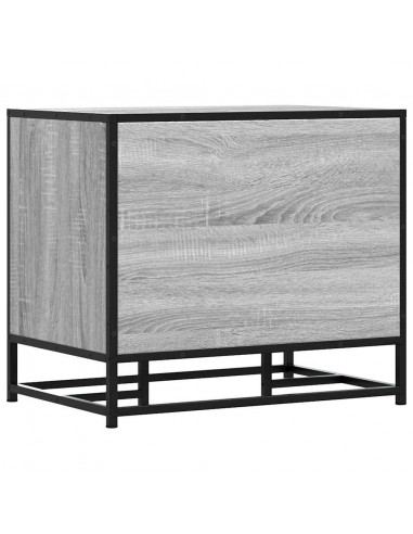 Panca Portaoggetti Grigio Sonoma Legno Multistrato e Metallo