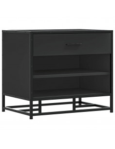 Panca Portaoggetti Nera 60x40x53,5 cm Multistrato e Metallo