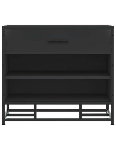 Panca Portaoggetti Nera 60x40x53,5 cm Multistrato e Metallo