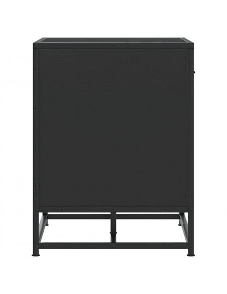 Panca Portaoggetti Nera 60x40x53,5 cm Multistrato e Metallo
