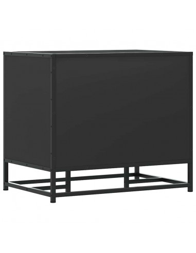 Panca Portaoggetti Nera 60x40x53,5 cm Multistrato e Metallo