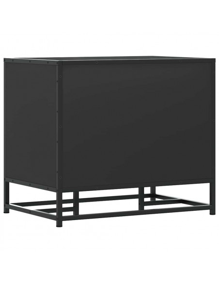 Panca Portaoggetti Nera 60x40x53,5 cm Multistrato e Metallo