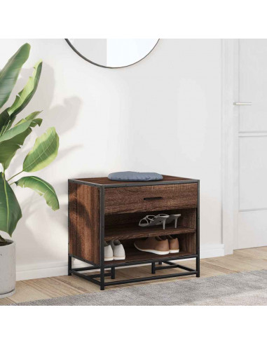 Panca Portaoggetti Rovere Marrone Legno Multistrato e Metallo