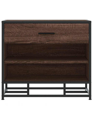 Panca Portaoggetti Rovere Marrone Legno Multistrato e Metallo