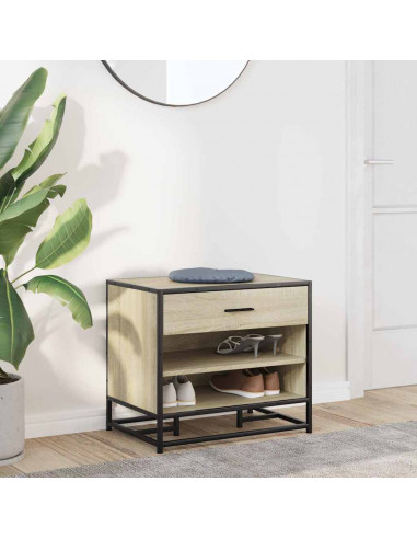 Panca Portaoggetti Rovere Sonoma Legno Multistrato e Metallo